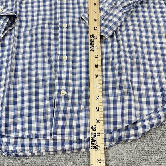 Peter Millar Long Sleeve Shirt Mens Size L Blue White Check Plaid Button Down - Picture 3 of 9